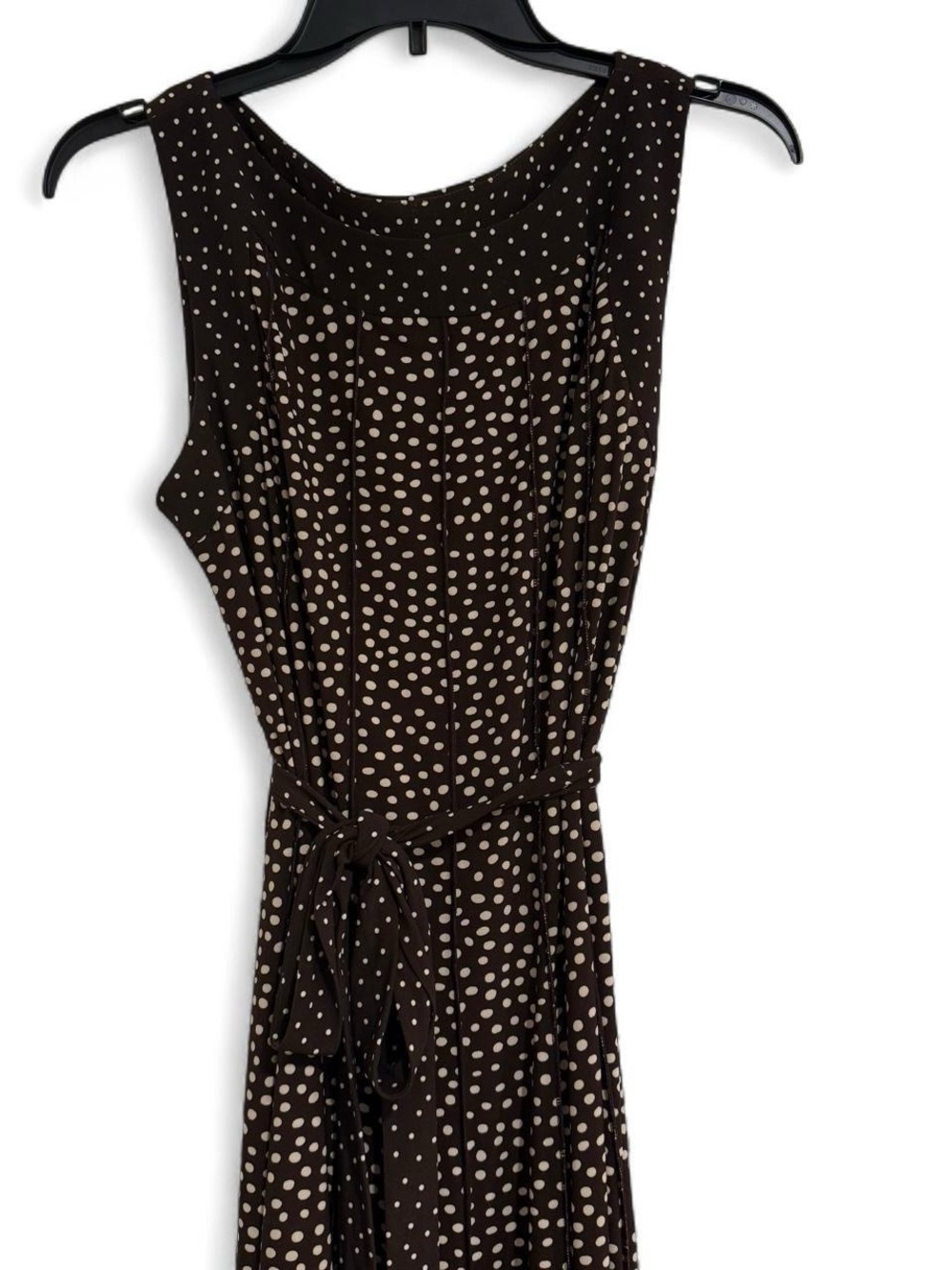 Perceptions Brown Polka Dot Sleeveless dress with Tie Waist